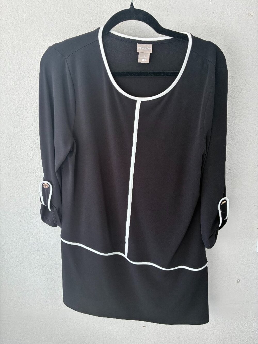 Chico's black with white trim top